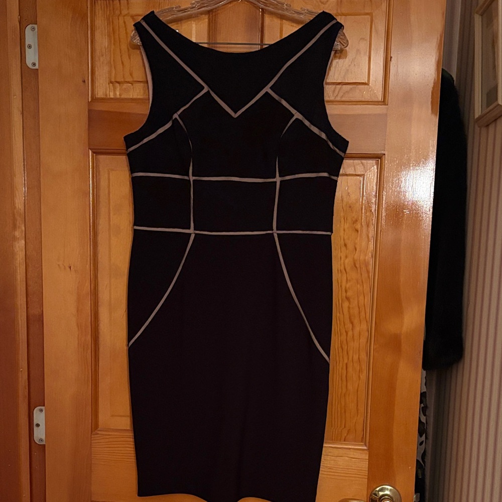 JS Collections Black Dress with Cream Accents